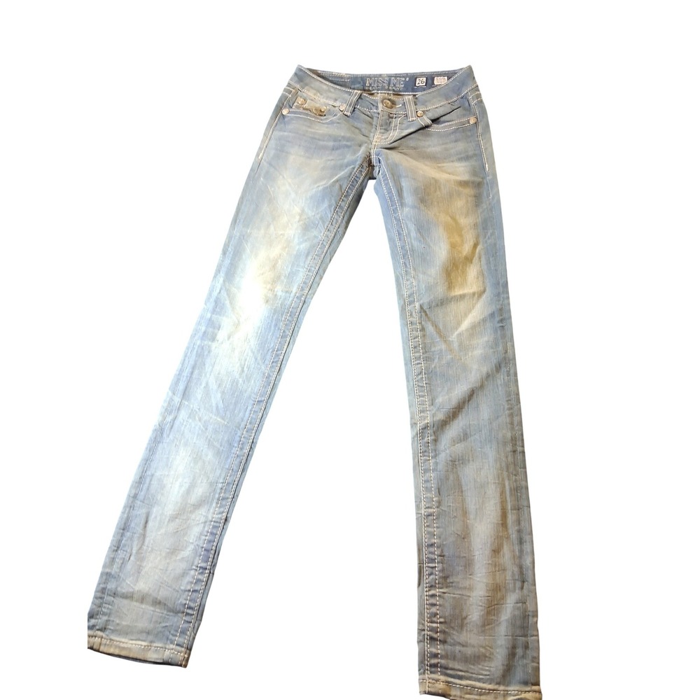 Miss Me Sunny Skinny Jeans Light Wash Thick Stitch Low Rise Size 26